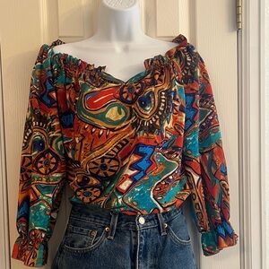 Bohemian Multicolor Off-Shoulder Blouse